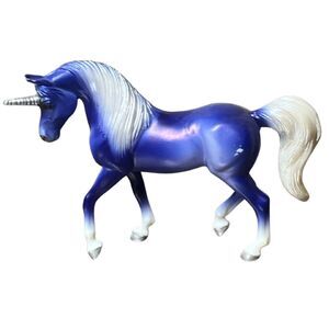 Miniature Breyer Unicorn Horse Figure Purple/Blue & White Fantasy Toy Doll 3.75"